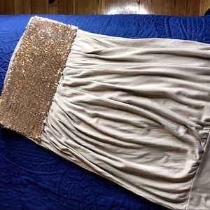 Gold Sequined Strapless Top